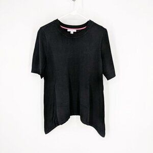 Isaac Mizrahi Live!‎ Crewneck Cascade Hem Pullover Sweater Black Women's XS